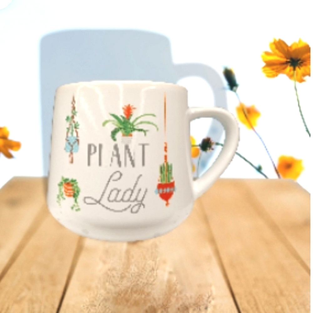 PLANT LADY Graphic Garden Coffee Mug Decor or Planter NWT - Picture 2 of 8